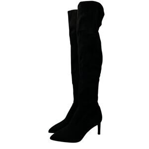 Calvin Klein Over Knee High Boots Point Toe Stiletto Heels Black Women 7.5M NWOB